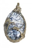 B340. Pandantivul Talisman Magic cu Merlinit, fir metalic Argintiu, Gri, 6 cm, RavariuArt
