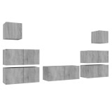 Cumpara ieftin Set comode TV, 7 piese, gri sonoma, lemn compozit