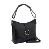 Geanta Dama Piele Naturala Vachetta Neagra, 31cm, Fabricata in Italia - Geanta de Umar Eleganta cu Curea Ajustabila