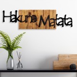 Cumpara ieftin Accesoriu decorativ de perete din lemn si metal Hakuna Matata 4 Negru 108x3x30 cm