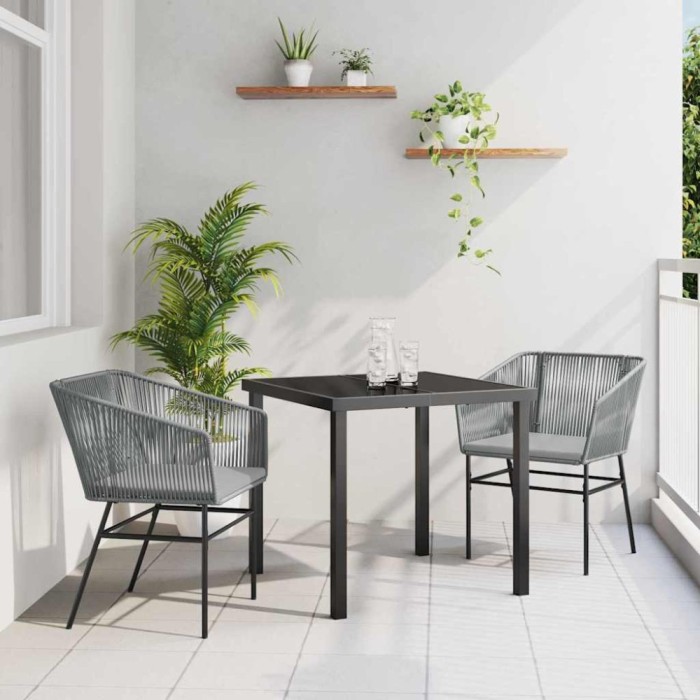 vidaXL Set de masă pentru grădină 3 pcs Gri Rattan poli 3380932