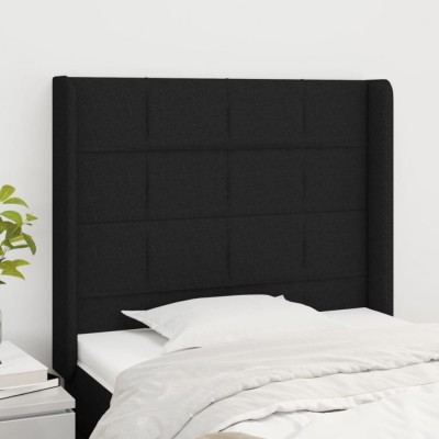 Gossi tablie de pat cu aripioare, negru, 103x16x118/128 cm, textil foto