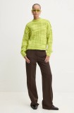 HUGO pulover din amestec de lana femei, culoarea galben, călduros, cu turtleneck, 50523160