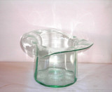 Studio Art: Vaza cristal aqua-green suflata modelata manual -Joben- stil Murano