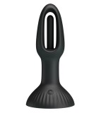 Stimulator Anal Hubert cu Ventuza, 7 Moduri Leganare, Silicon, USB Magnetic, Negru, 13.9 cm