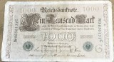 BNKSTR02DE Bancnotă Germania 1000 Mărci / Mark 1910, Serie Verde, Stare F-VF (Foarte Bună, Margini Complete, Plisări Fine)
