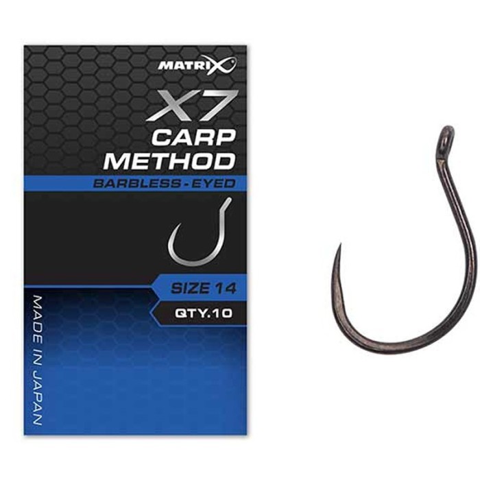 Carlige Feeder MATRIX X7 Carp Method, Barbless, Nr.12, 10buc/pac