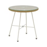 Cumpara ieftin Masuta de cafea de gradina Acapulco alb metalic pe ratan nuanta naturala 50x50x50 cm