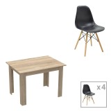 Cumpara ieftin Set dining Manka-Julita, Pako World, 5 piese, Sonoma-Negru, 110x80x77 cm