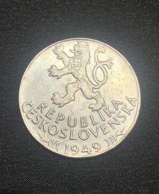 Moneda Cehoslovacia argint 100 coroane 1949 foto