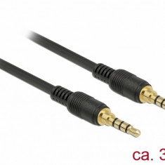 Cablu stereo jack 3.5mm 4 pini (pentru smartphone cu husa) Negru T-T 3m, Delock 85601