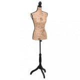 vidaXL Bust Croitorie Dama Maro/Negru, Iuta, Reglabil 133-168cm, Manechin Expozare Haine