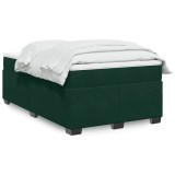 vidaXL Pat box spring cu saltea, verde &icirc;nchis, 120x200 cm, catifea 3285278