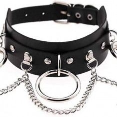 Pk4 Joker Colier reglabil Choker cu lanț multistrat pandantiv Choker din piele PU Bijuterii pentru festival de petrecere în club pentru fete (negru și