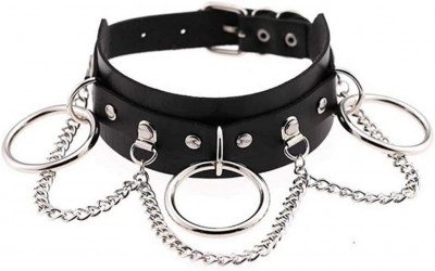 Pk4 Joker Colier reglabil Choker cu lanț multistrat pandantiv Choker din piele P foto