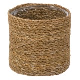 Masca Ghiveci Bej din Paie cu Suport de Macrame Rustic, CMCLASS