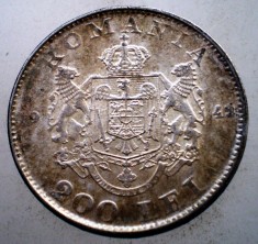 R.130 ROMANIA MIHAI I 200 LEI 1942 ARGINT foto