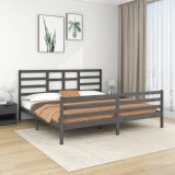 Cumpara ieftin Cadru de pat, gri, 200x200 cm, lemn masiv