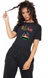 Tricou dama negru - Aloha Exotic - M