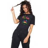 Tricou dama negru - Aloha Exotic - M