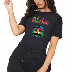 Tricou dama negru - Aloha Exotic - L
