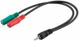 Cablu adaptor Jack 4 pini 3.5 mm la 2x 3.5 mm mama Goobay