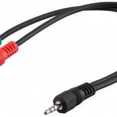 Cablu adaptor Jack 4 pini 3.5 mm la 2x 3.5 mm mama Goobay
