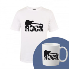 "ROCK" Set Personalizat – Tricou + Cană Alb XS