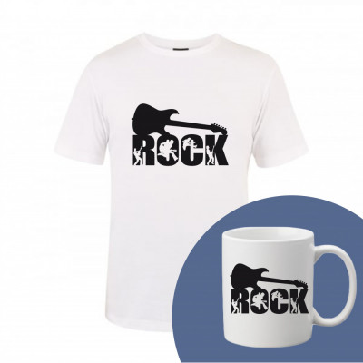 &amp;quot;ROCK&amp;quot; Set Personalizat &amp;ndash; Tricou + Cană Alb XL foto