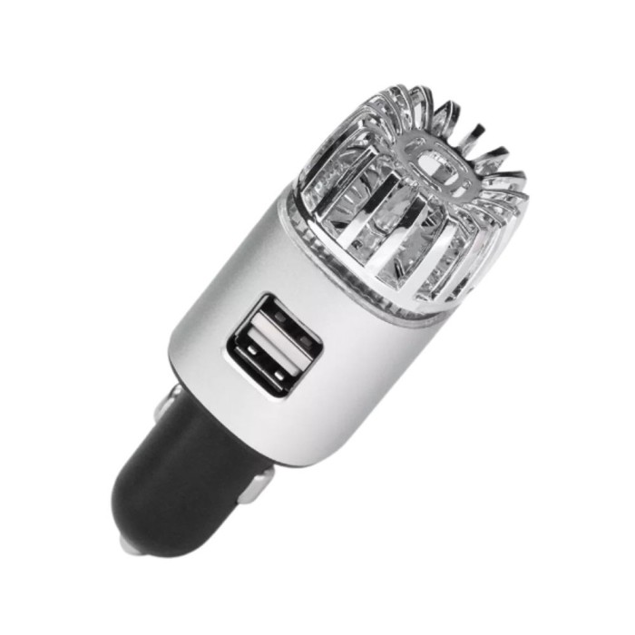 Purificator de aer, 2-in-1, incarcator auto, dual USB, pentru masina, Negru/Argintiu