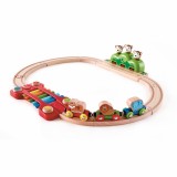 Set trenulet din lemn cu sina de tren muzicala Jungla 19 piese