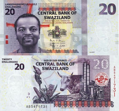 SWAZILAND █ bancnota █ 20 Emalangeni █ 2017 █ P-37c █ POLYMER █ UNC necirculata foto