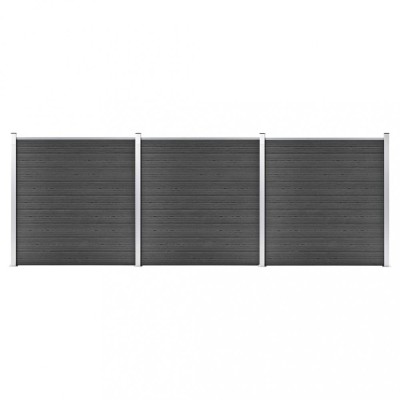 vidaXL Set de panouri de gard, negru, 526 x 186 cm, WPC foto