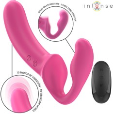 Vibrator AMY, Intense, 20 cm, roz, cu telecomanda, silicon