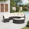 Gossi set canapea de gradina, 2 piese, semi-rotunde, negru, poliratan