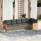 vidaXL Set mobilier grădină cu perne, 6 piese, gri, poliratan 3260072