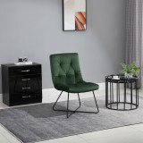 Cumpara ieftin HOMCOM Scaun pentru Sufragerie Modern si Captusit din Metal Negru si Tesatura Verde