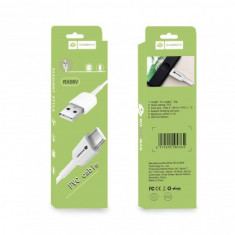 Cablu de date RO&MAN RX08V, USB la MicroUsb, 2.1A, 1m, alb, Blister