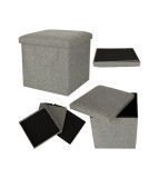 Taburet pliabil cu spatiu de depozitare, gri, 38 &times; 38 &times; 38 cm