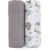 Petite&amp;Mars Misty scutece textile Grey Planes 120 x 120 cm 2 buc