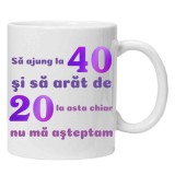 Cana alba personalizata "sa ajung la 40 si sa arat de 20", INOVATIX&reg;. 330ml
