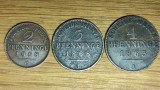 SUPEROFERTA ! - set Germania state Prusia / Prussia - 2 + 3 + 4 Pfenninge 1868 / 1863 Wilhelm I - stare f buna !, Europa