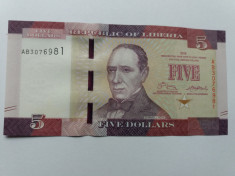 Liberia 5 dollars 2016-UNC foto