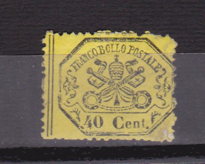 TSV @ - 1866 MICHEL 24 - STATUL PAPAL, 40 cent, fara guma, MH/* foto