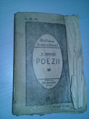 BIBLIOTECA SEMANATORUL,M.EMINESCU,POEZII,Ed.Librariei DIECEZANE,Arad 1925 foto