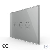 Cumpara ieftin Intrerupator triplu touch Livolo cap-scara/cruce, sticla gri, ZigBee