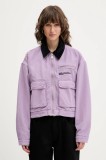 Karl Lagerfeld Jeans geacă de bumbac culoarea violet, de tranzitie, oversize, A3W14016