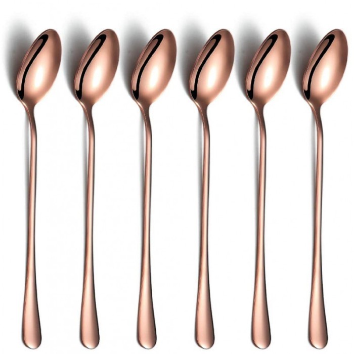 Set 6 lingurite cocktail Berglander, inox, Roz/Auriu