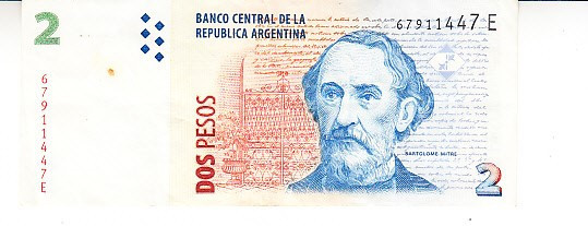 M1 - Bancnota foarte veche - Argentina - 2 pesos