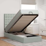 Cumpara ieftin Cadru de pat otoman cu saltele Gri deschis 90x200cm catifea